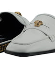 Versace Elegant White Leather Flat Slides