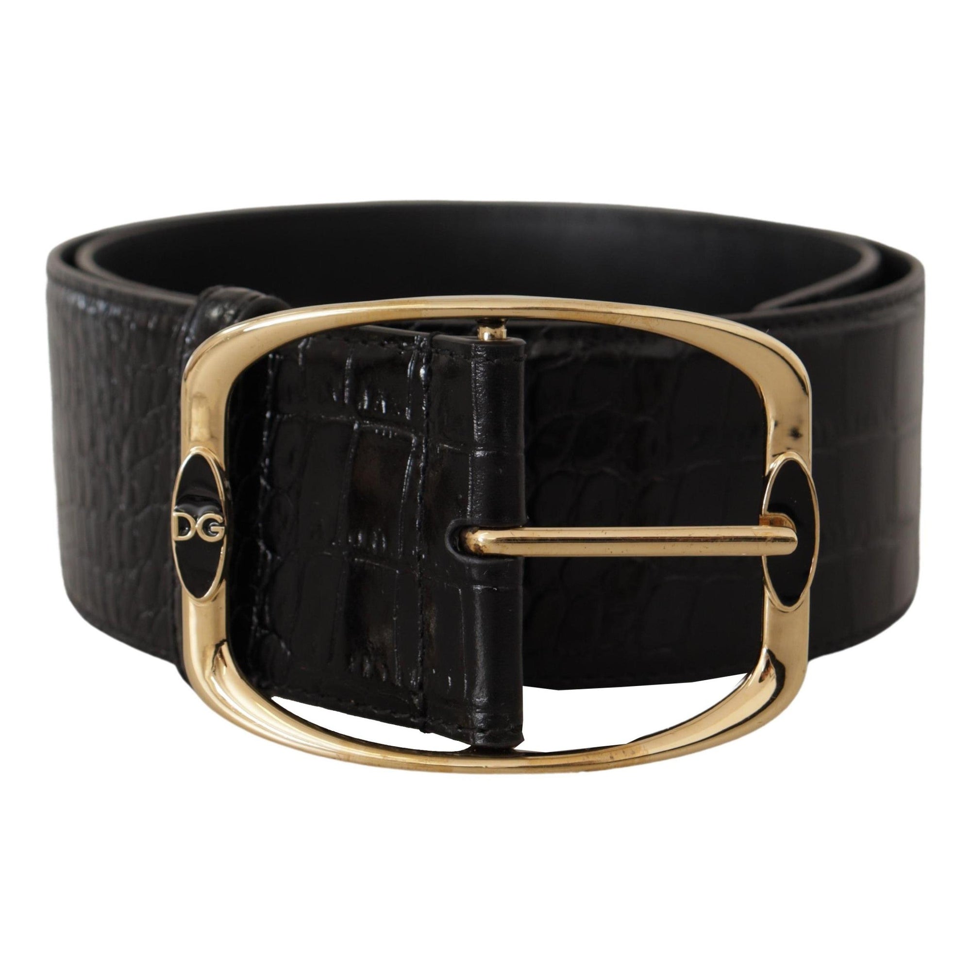 Dolce &amp; Gabbana Elegant Black Leather Logo Belt