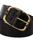 Dolce & Gabbana Elegant Black Leather Logo Belt