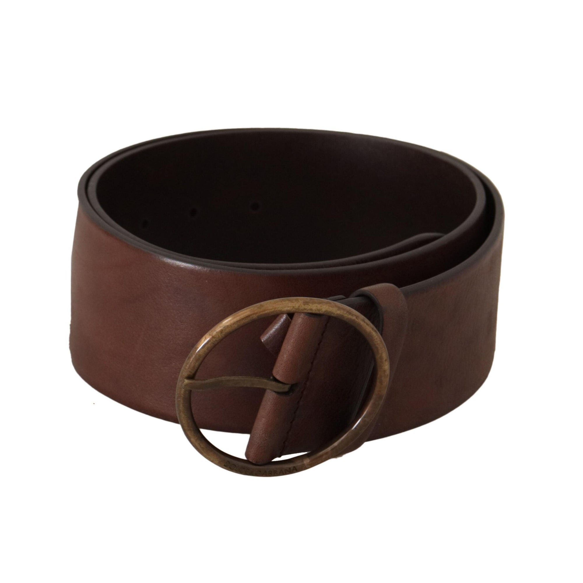 Dolce &amp; Gabbana Elegant Leather Belt with Engraved Buckle