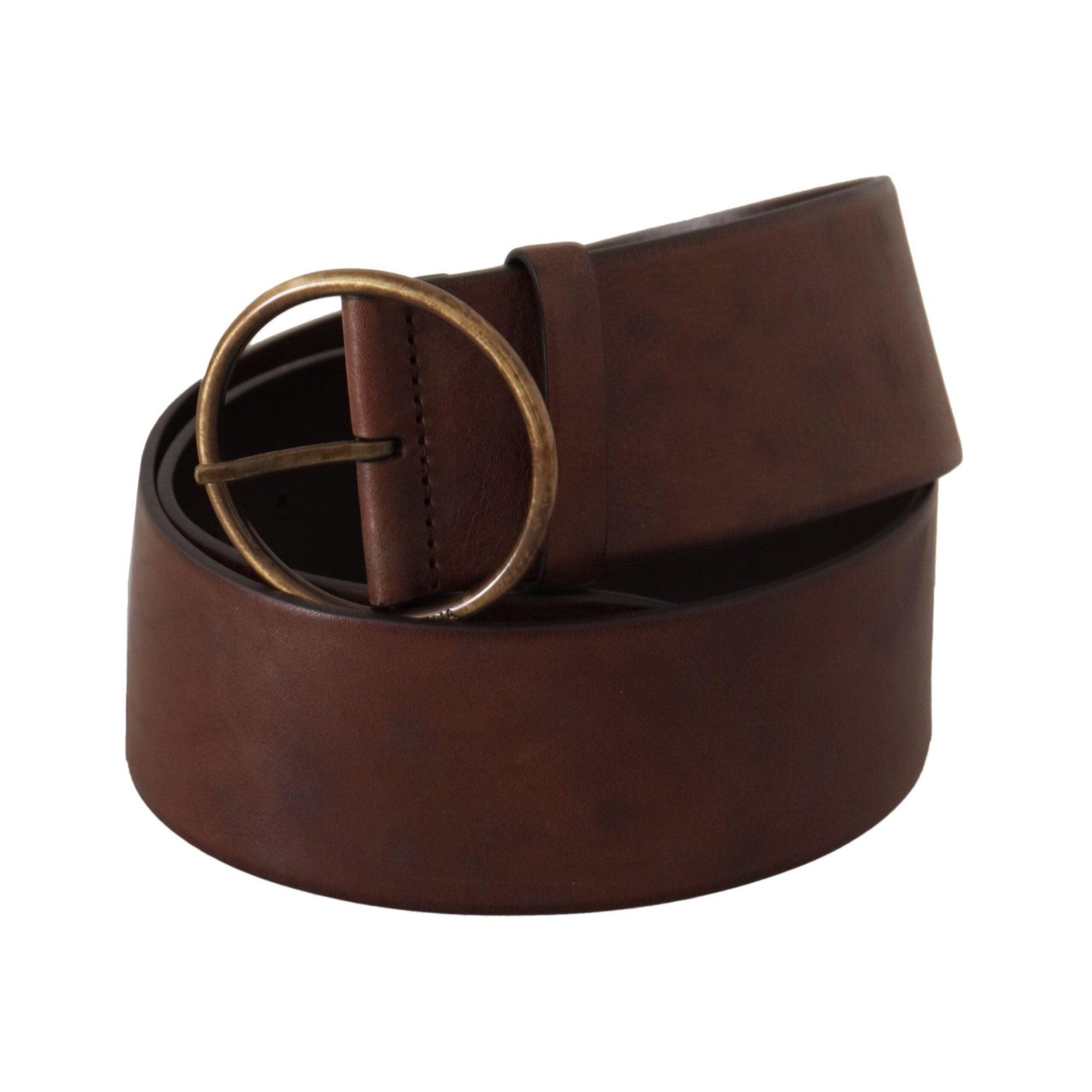 Dolce &amp; Gabbana Elegant Leather Belt with Engraved Buckle