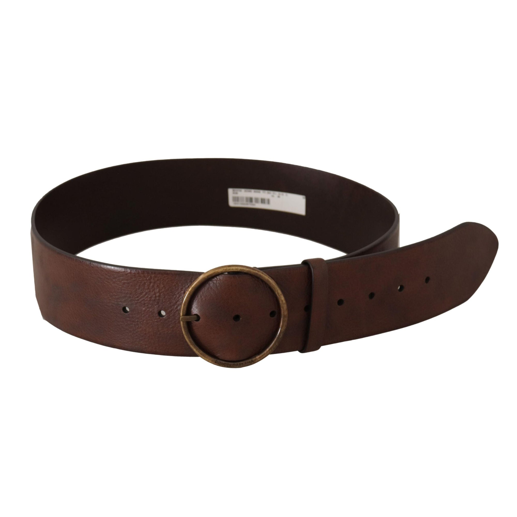 Dolce &amp; Gabbana Elegant Leather Belt with Engraved Buckle