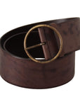 Dolce & Gabbana Elegant Dark Brown Leather Belt with Logo Buckle