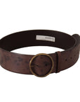 Dolce & Gabbana Elegant Dark Brown Leather Belt with Logo Buckle