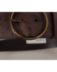 Dolce & Gabbana Elegant Dark Brown Leather Belt with Logo Buckle