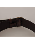 Dolce & Gabbana Elegant Dark Brown Leather Belt with Logo Buckle