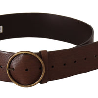 Dolce & Gabbana Elegant Brown Leather Belt with Engraved Buckle