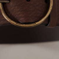 Dolce & Gabbana Elegant Brown Leather Belt with Engraved Buckle