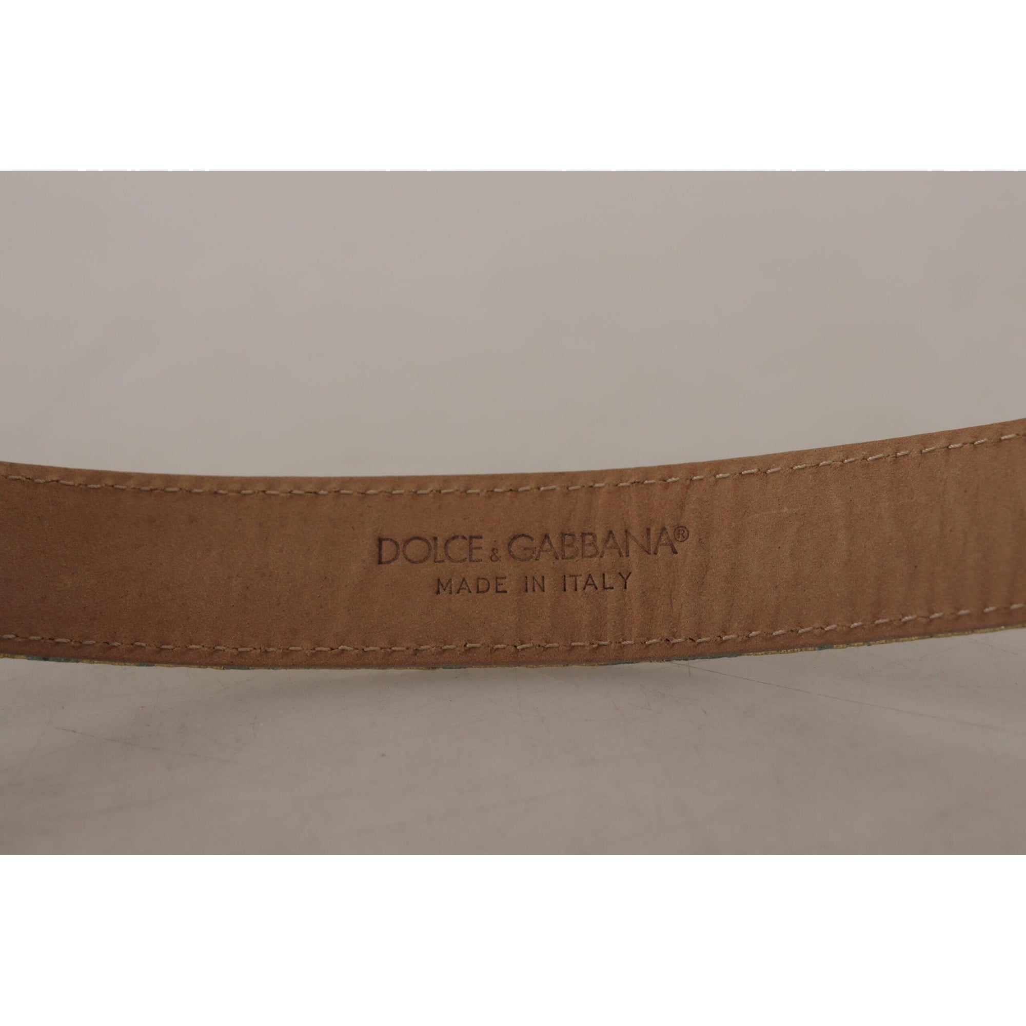 Dolce &amp; Gabbana Elegant Light Blue Leather Belt with Gold Buckle