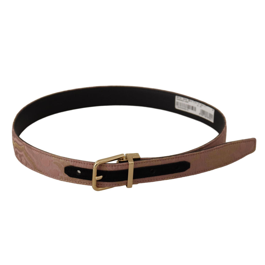 Dolce & Gabbana Chic Rose Pink Leather Belt with Logo Buckle