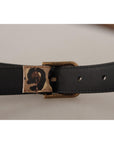 Dolce & Gabbana Elegant Leather Engraved Buckle Belt