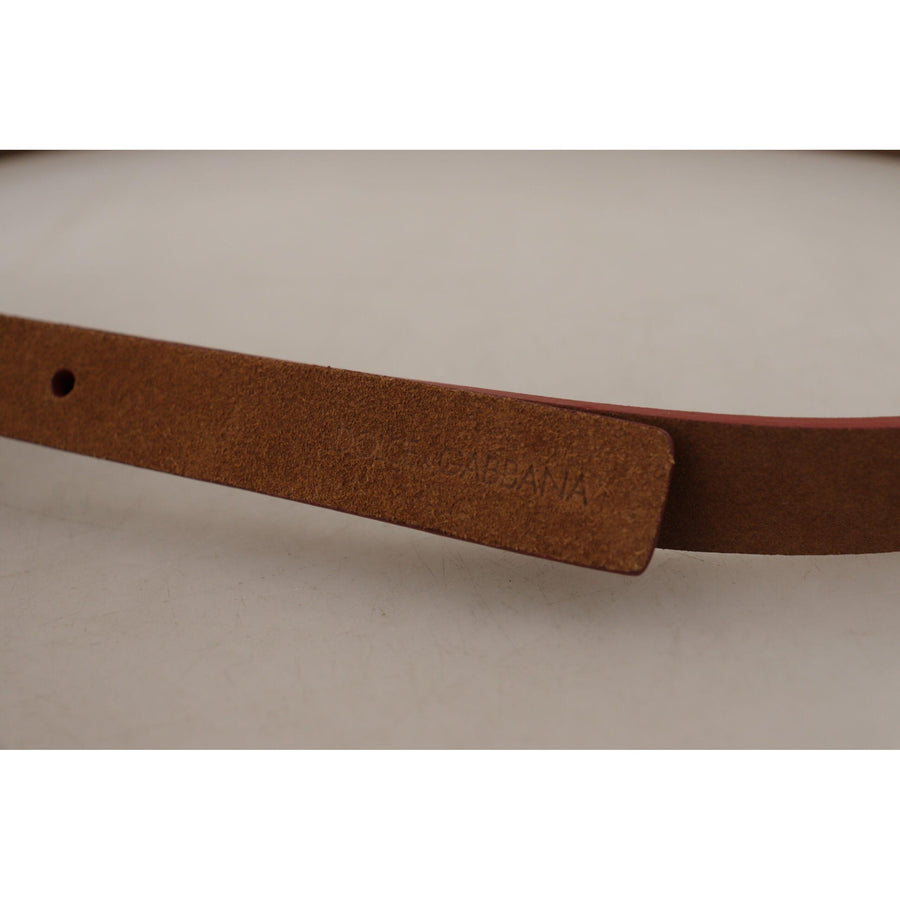 Dolce & Gabbana Chic Suede Belt with Logo Engraved Buckle