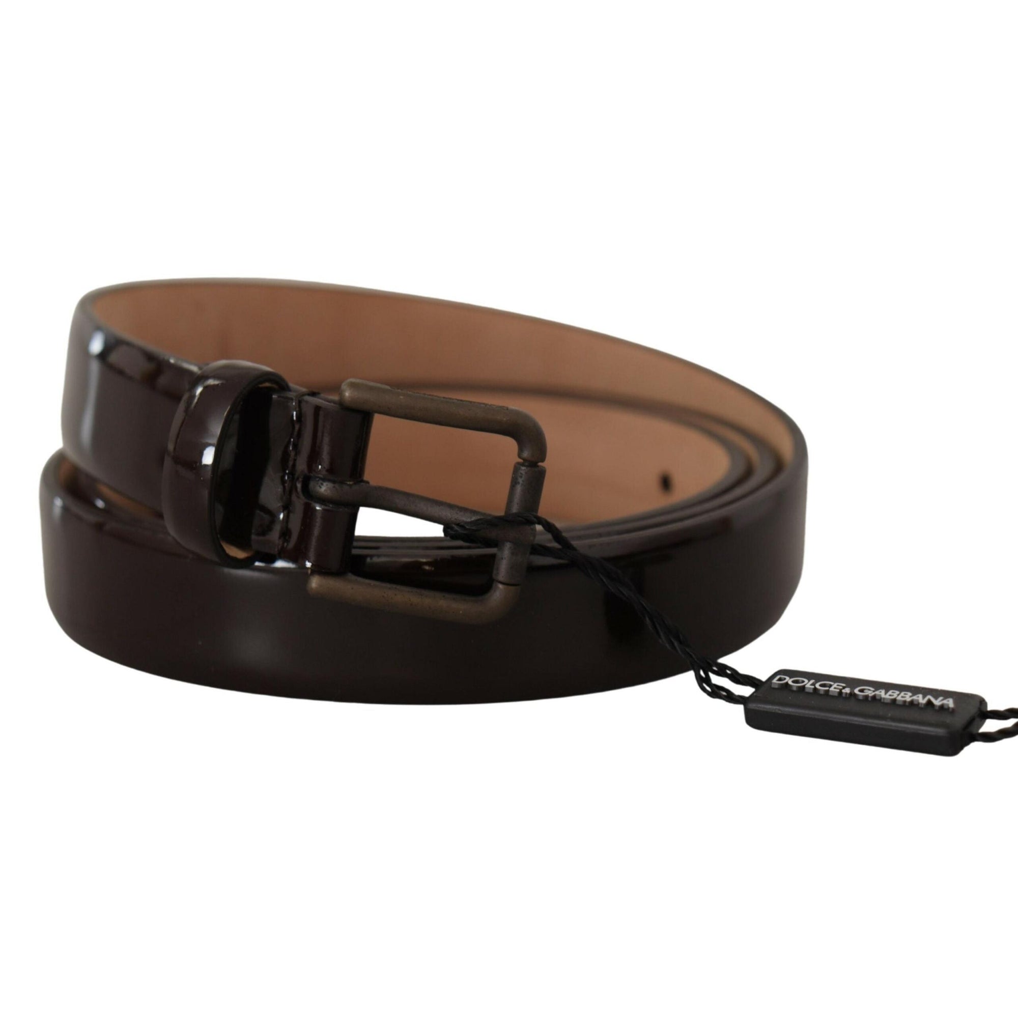 Dolce &amp; Gabbana Elegant Black Leather Logo Buckle Belt