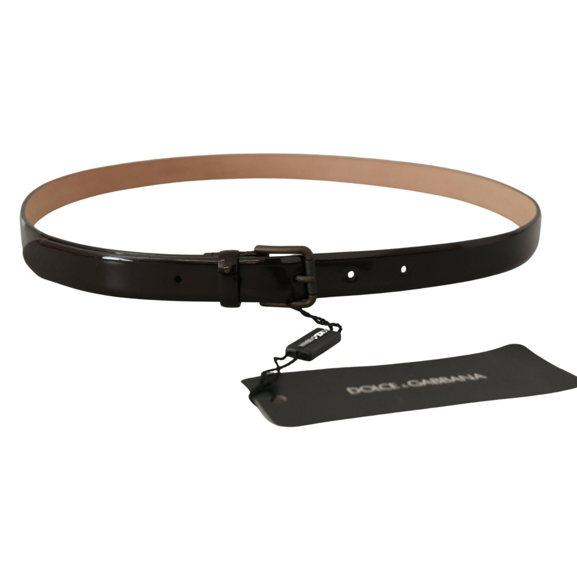 Dolce &amp; Gabbana Elegant Black Leather Logo Buckle Belt