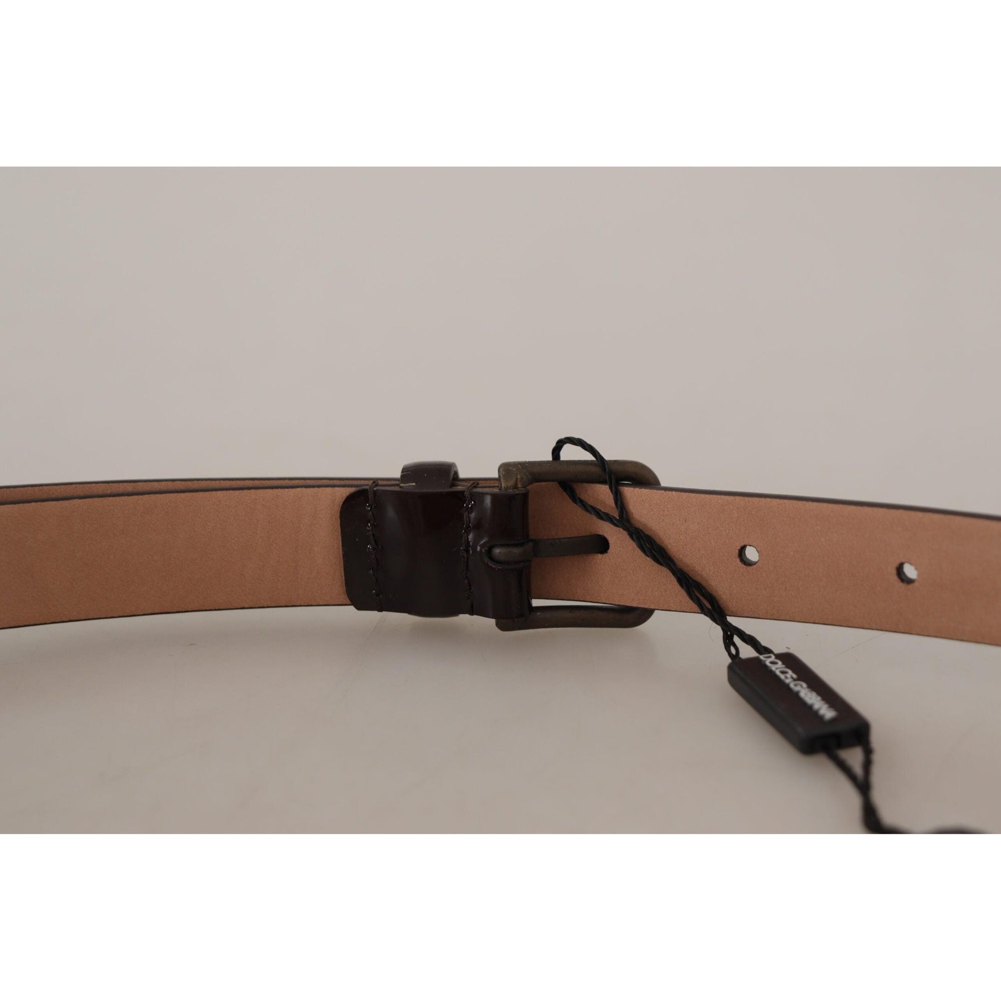 Dolce &amp; Gabbana Elegant Black Leather Logo Buckle Belt