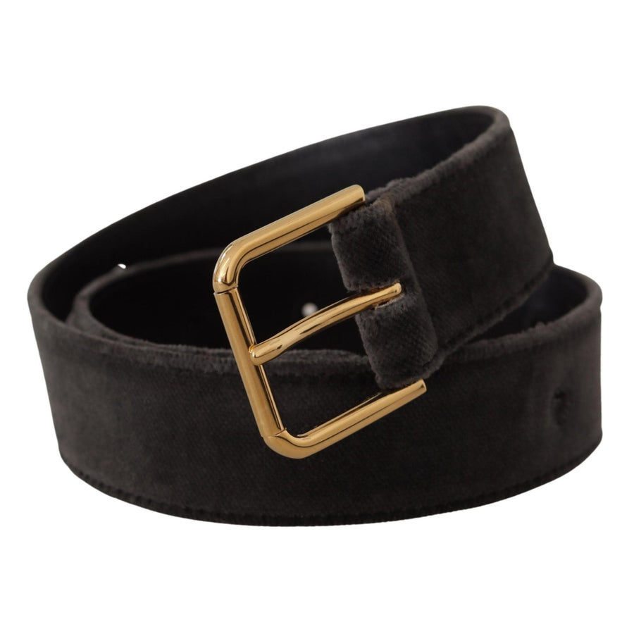 Dolce & Gabbana Elegant Velvet Belt with Engraved Buckle
