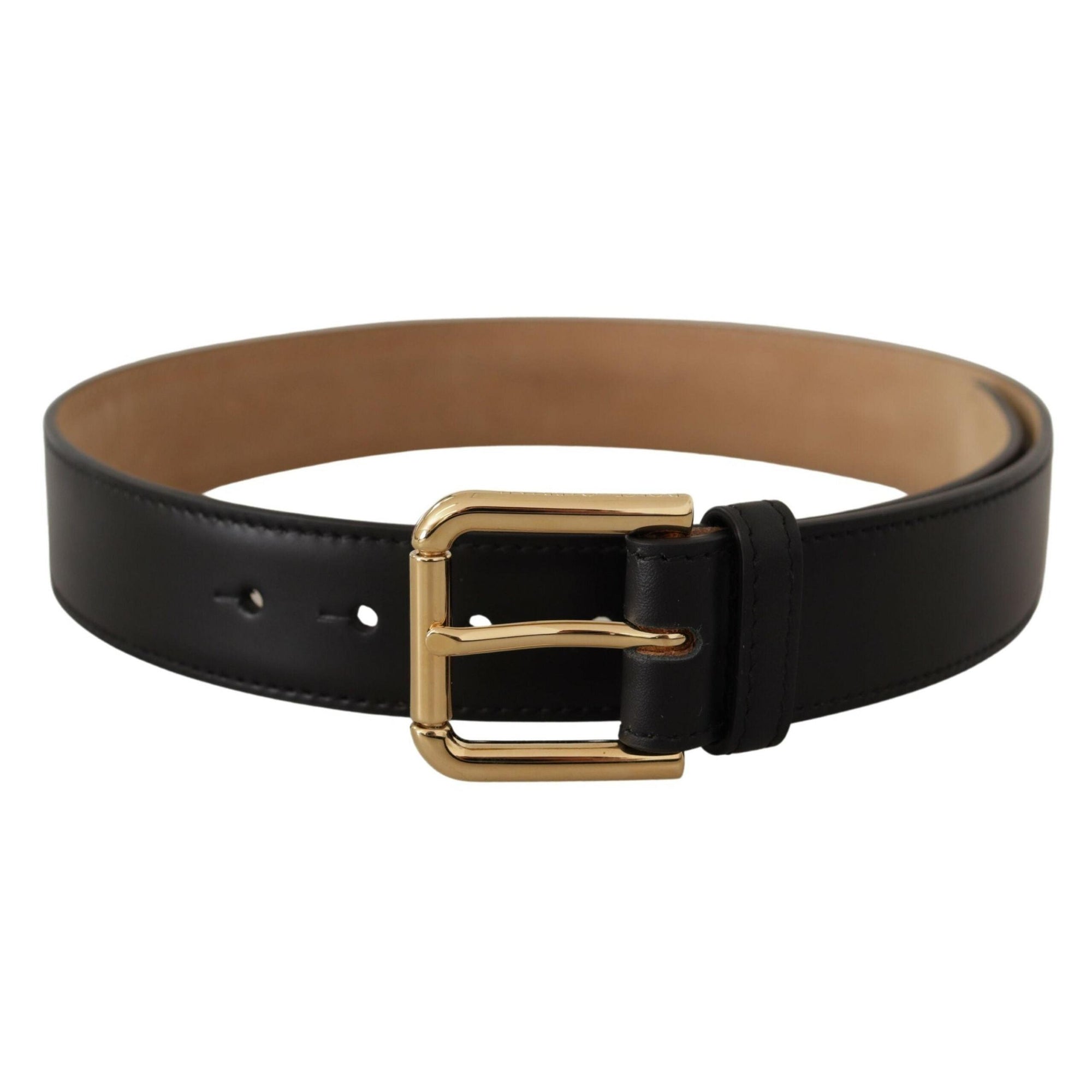Dolce &amp; Gabbana Elegant Leather Belt with Logo Buckle