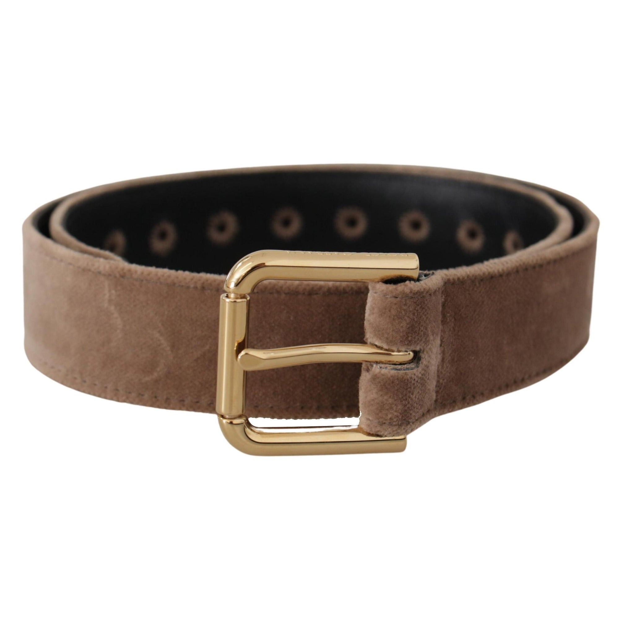 Dolce &amp; Gabbana Elegant Velvet Logo Buckle Belt