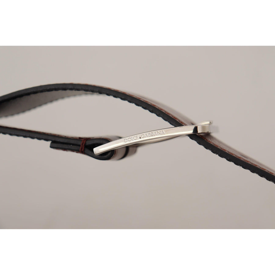 Dolce & Gabbana Elegant Leather Belt with Engraved Buckle