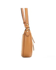 Michael Kors Dover Small Luggage Pebbled Leather Half Moon Crossbody Bag Purse