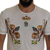 Dolce & Gabbana Elegant White Cotton-Silk Blend Tee