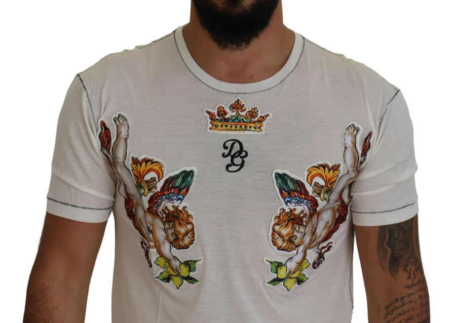 Dolce & Gabbana Elegant White Cotton-Silk Blend Tee