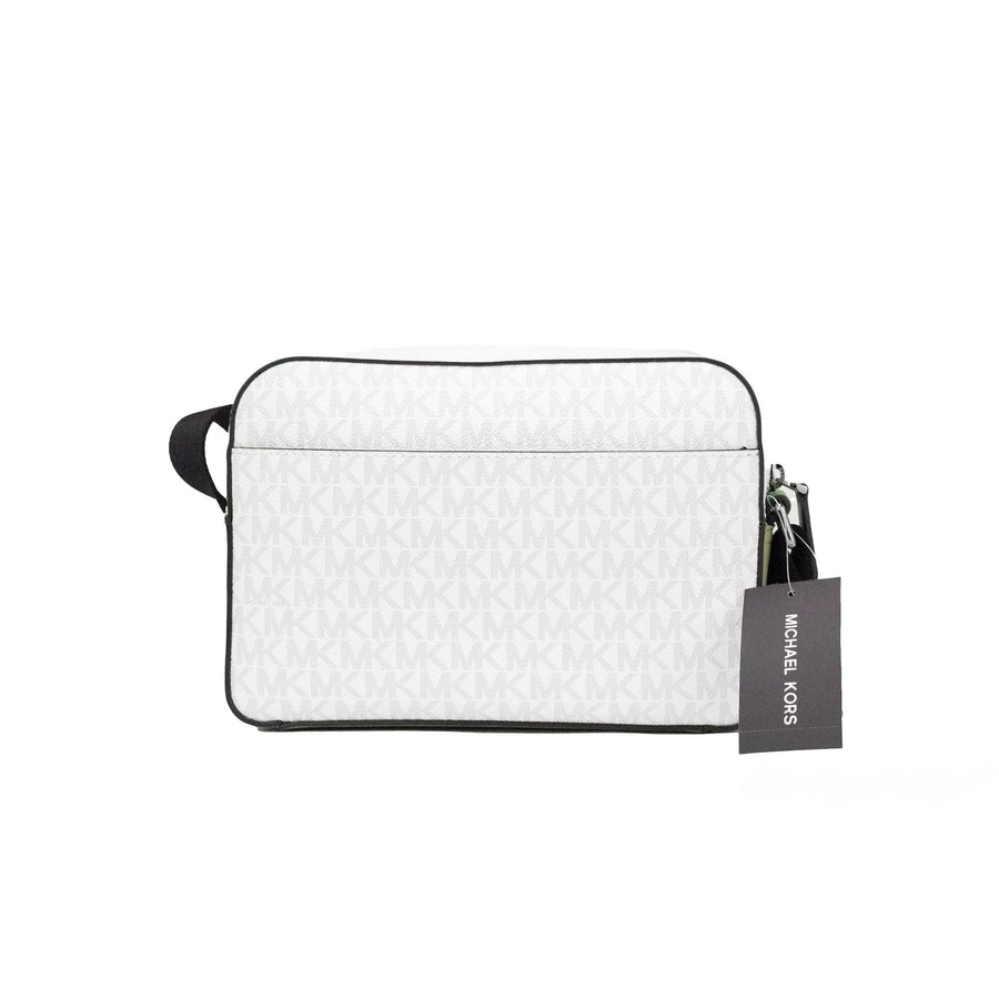 Michael Kors Cooper Small Bright White Palm Signature PVC Utility Crossbody Bag