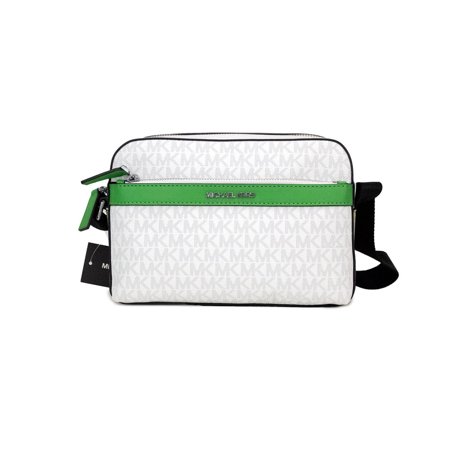 Michael Kors Cooper Small Bright White Palm Signature PVC Utility Crossbody Bag