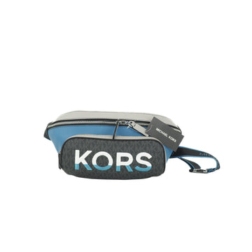 Michael Kors Cooper Large Blue Multi Leather Embroidered Logo Utility Belt Bag
