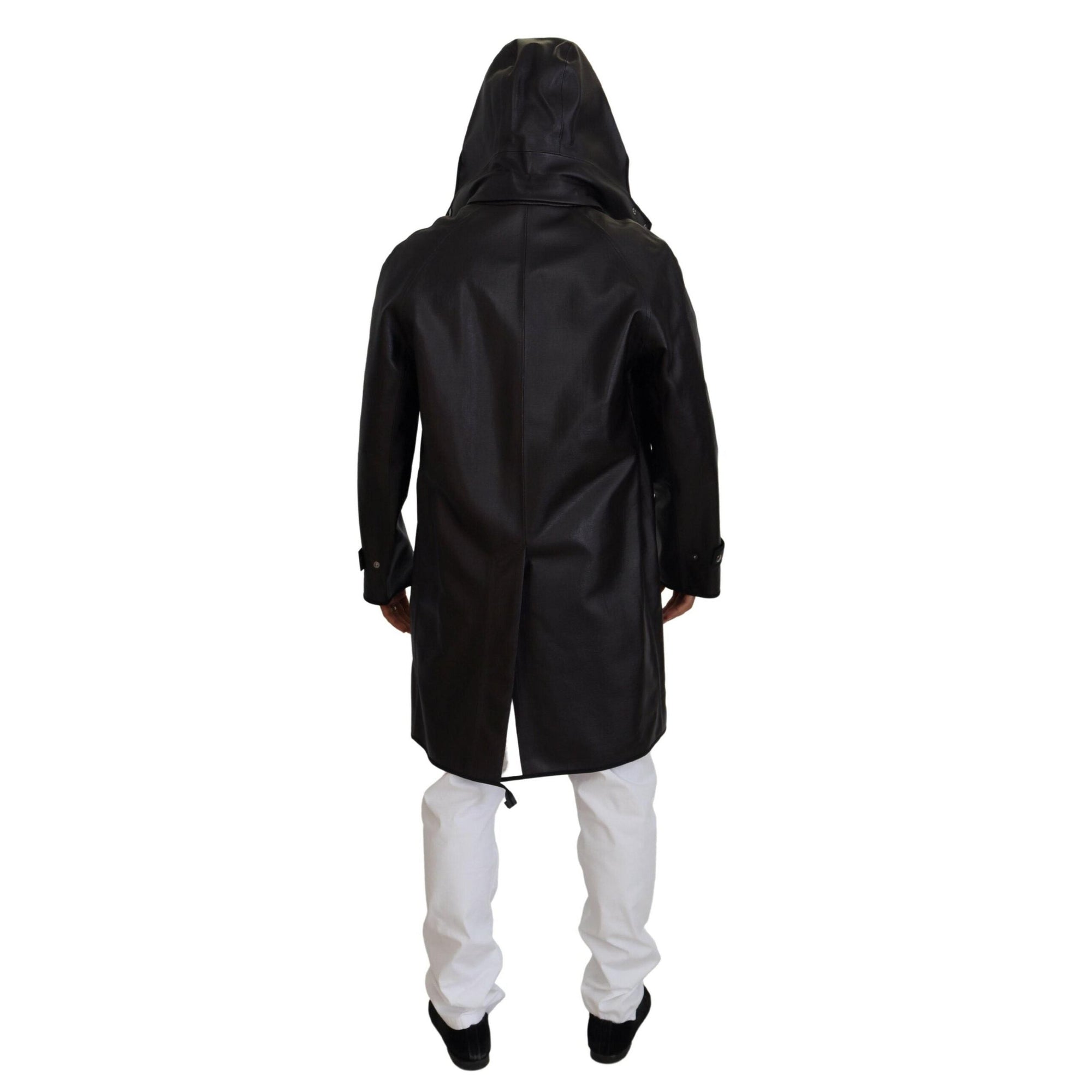 Dolce &amp; Gabbana Elegant Hooded Parka Coat in Black and Bordeaux