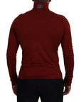 Dolce & Gabbana Elegant Maroon Collar Zip Sweater