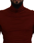 Dolce & Gabbana Elegant Maroon Collar Zip Sweater