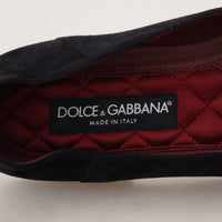 Dolce & Gabbana Black Gold Crystal Sequined Loafers