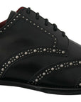 Dolce & Gabbana Elegant Studded Black Derby Shoes