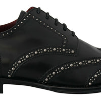 Dolce & Gabbana Elegant Studded Black Derby Shoes