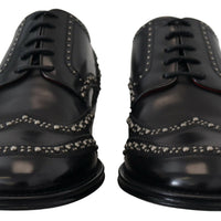 Dolce & Gabbana Elegant Studded Black Derby Shoes