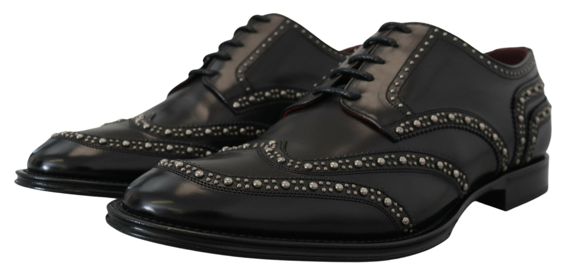 Dolce &amp; Gabbana Elegant Studded Black Derby Shoes