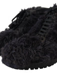 Dolce & Gabbana Black Leather Shearling Ankle Boots