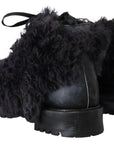 Dolce & Gabbana Black Leather Shearling Ankle Boots