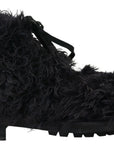 Dolce & Gabbana Black Leather Shearling Ankle Boots