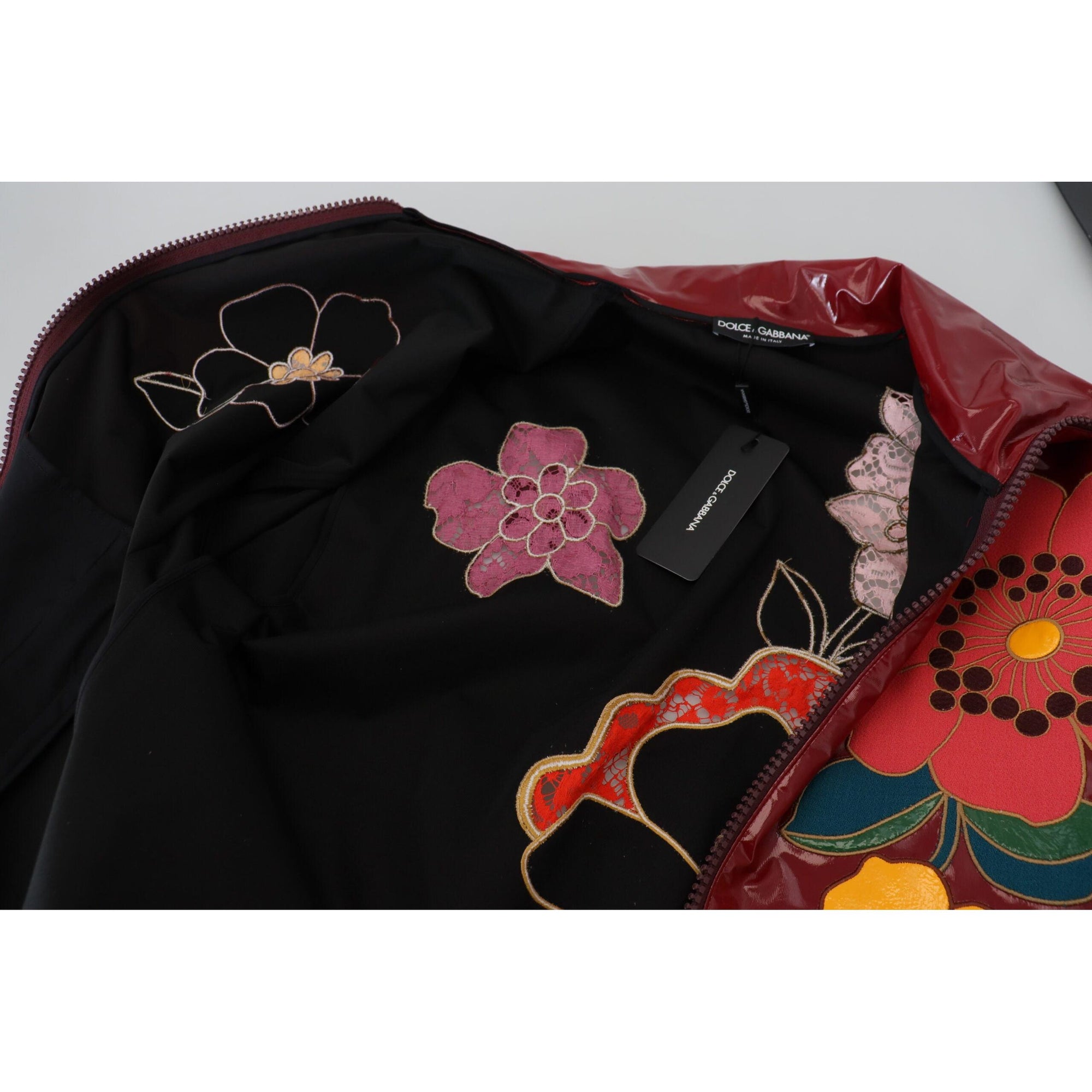 Dolce &amp; Gabbana Maroon Floral Luxe Jacket