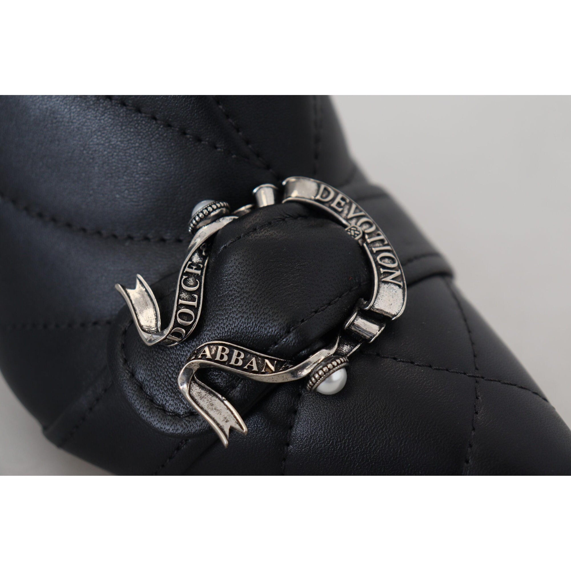 Dolce &amp; Gabbana Elegant Black Quilted Leather Booties
