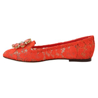 Dolce & Gabbana Elegant Lace Vally Flats in Coral Red