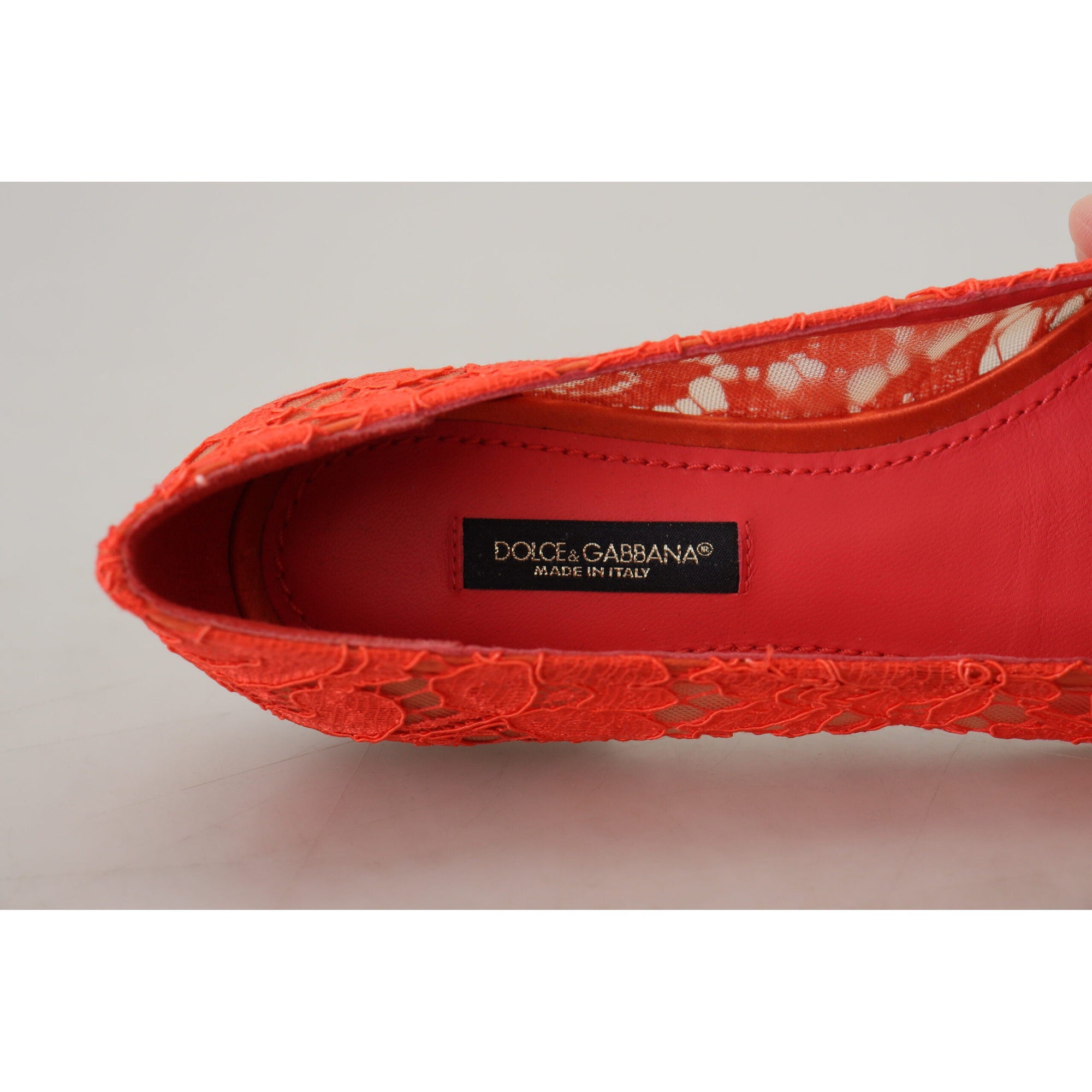 Dolce &amp; Gabbana Elegant Lace Vally Flats in Coral Red