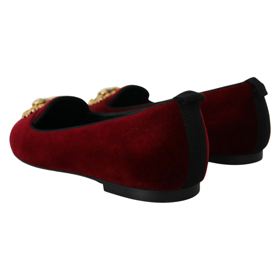 Dolce & Gabbana Bordeaux Velvet Devotion Loafers