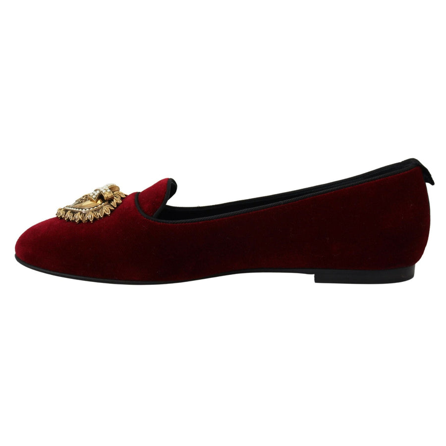 Dolce & Gabbana Bordeaux Velvet Devotion Loafers