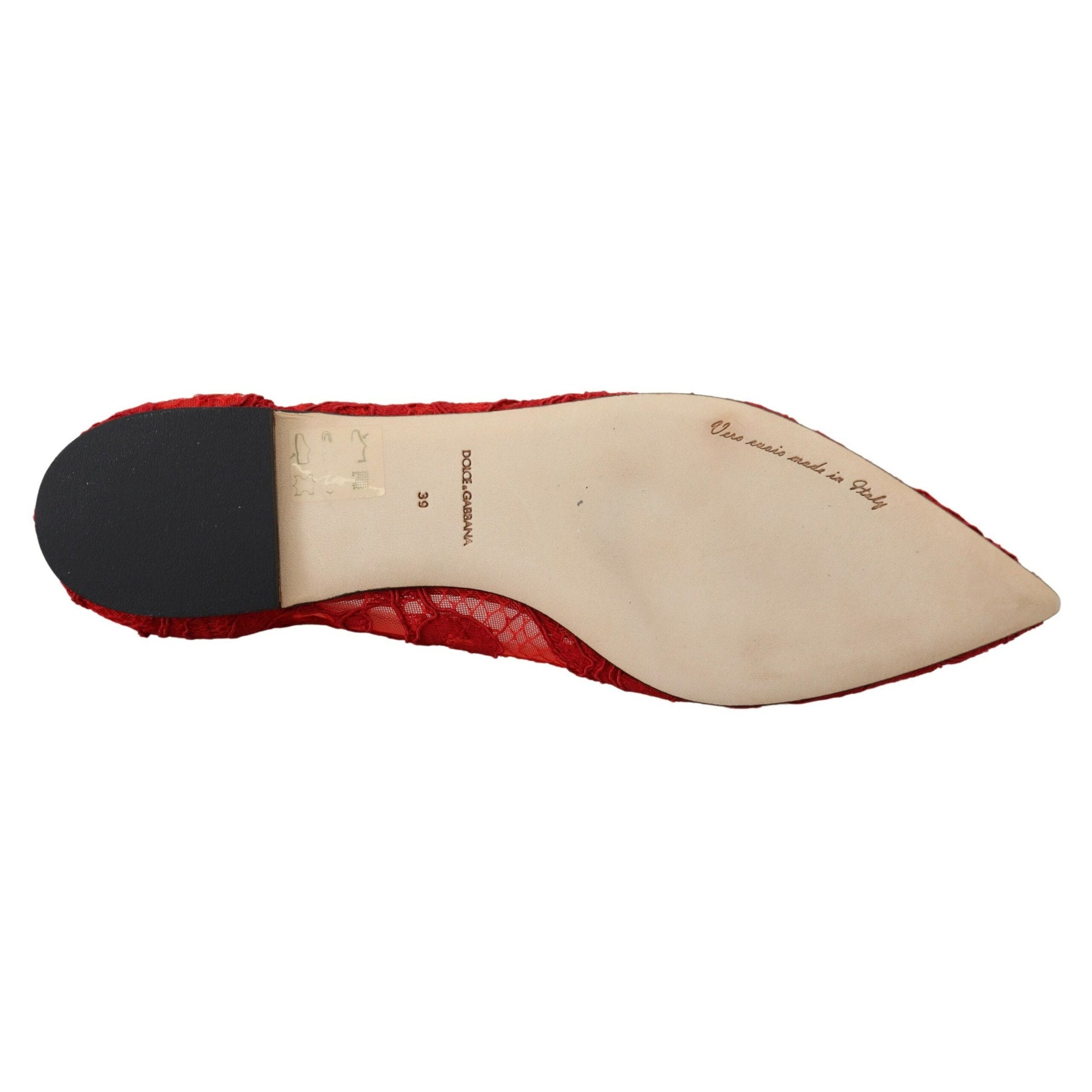 Dolce &amp; Gabbana Red Crystal-Embellished Flats