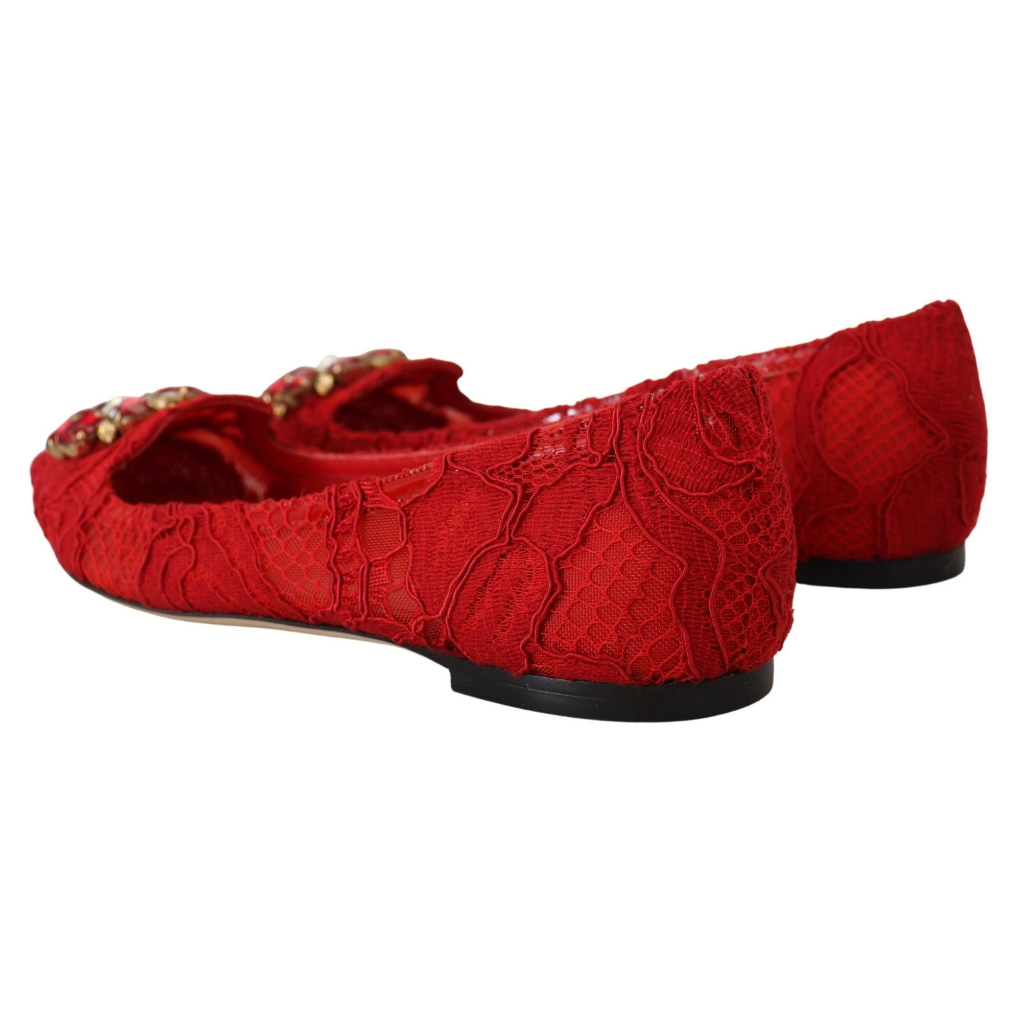 Dolce &amp; Gabbana Red Crystal-Embellished Flats