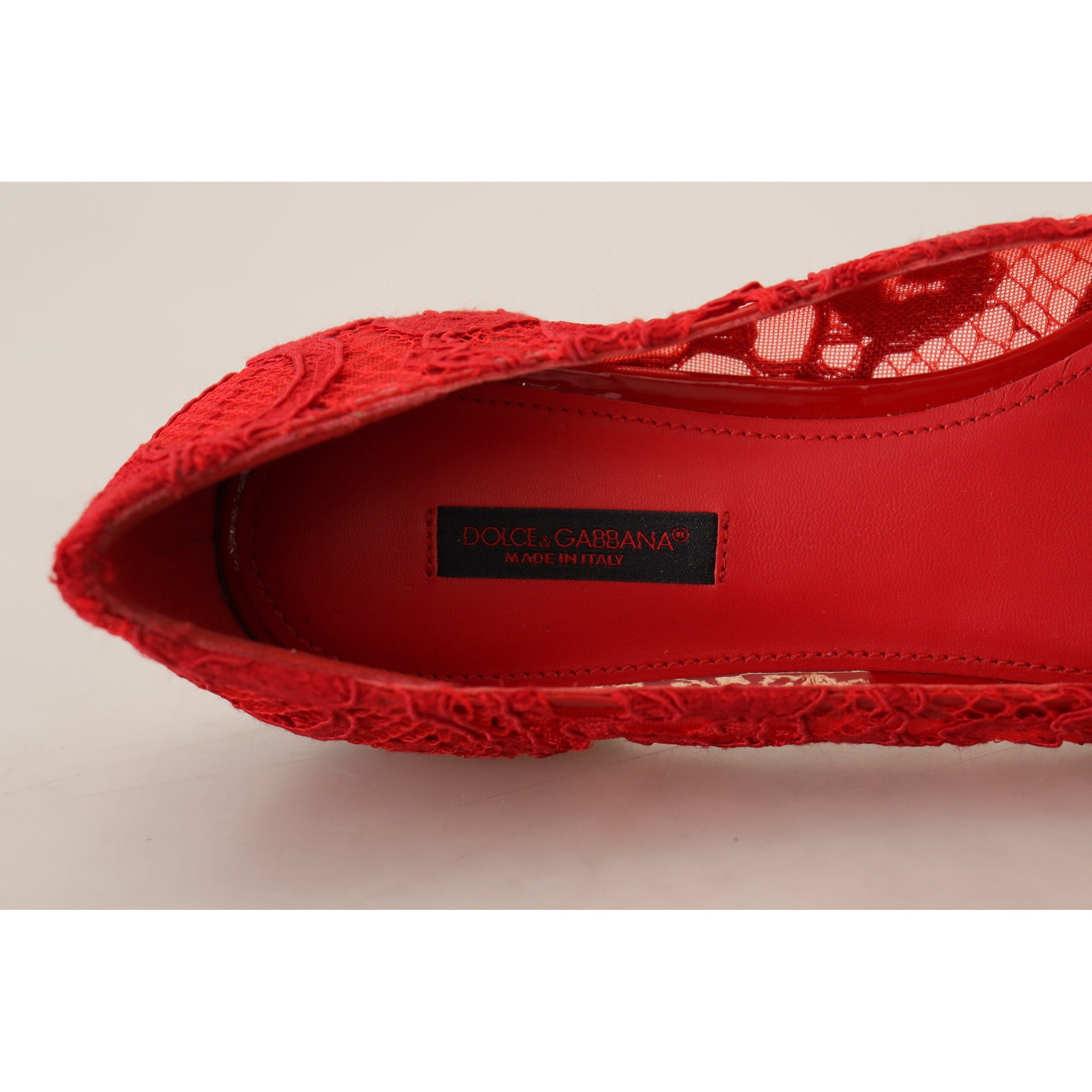 Dolce &amp; Gabbana Red Crystal-Embellished Flats