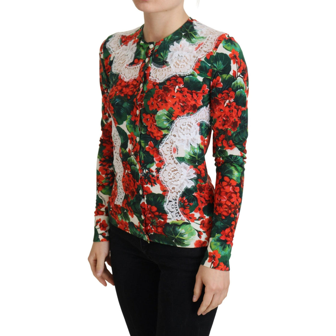 Dolce & Gabbana Elegant Floral Crewneck Cardigan